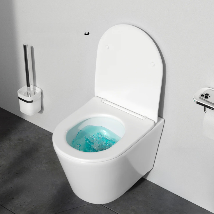 AM.PM Spike vegghengt toalettpakke, uten skyllekant, hvit/krom