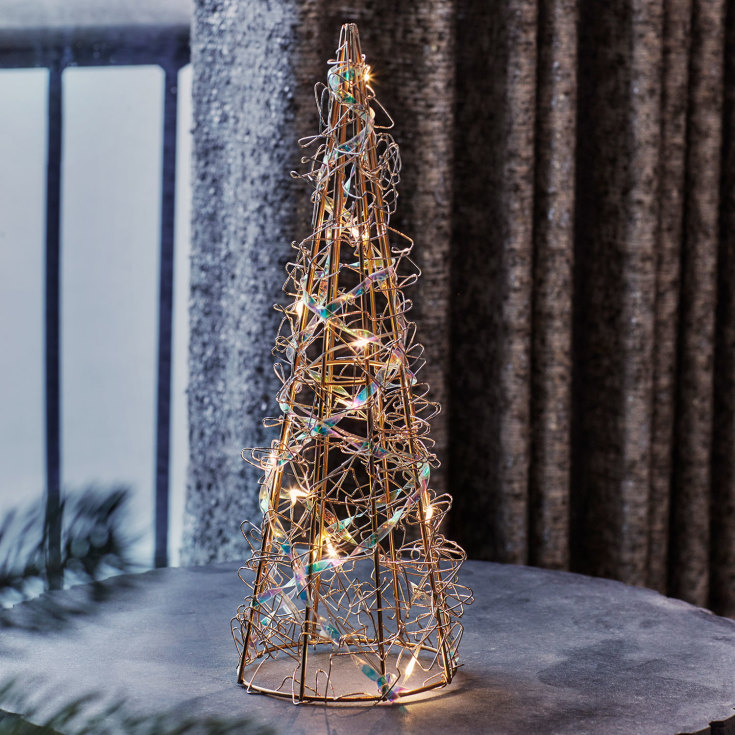 Sirius juletre i metall med lys, 30 cm