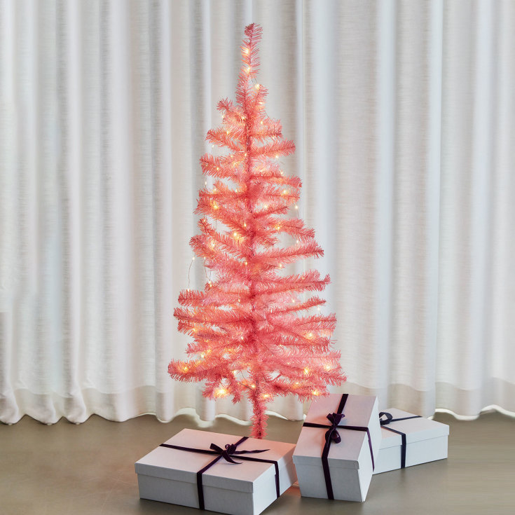 4 st Sirius Happy plastgran med belysning, rosa, 120 cm