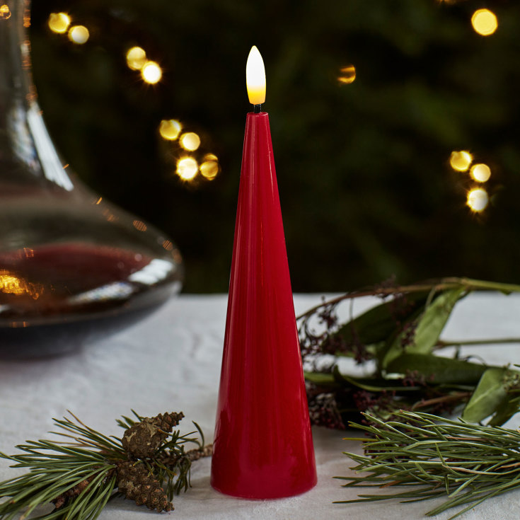 Sirius Sille kjegle LED blokklys, batteri, rød, H17 cm