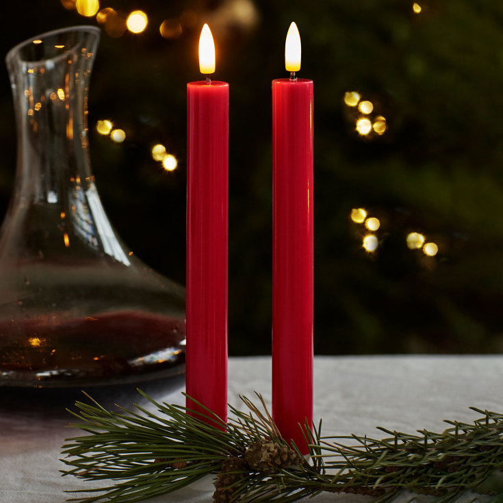 Sirius Sille LED kronelys, batteri, rød, 2-pak