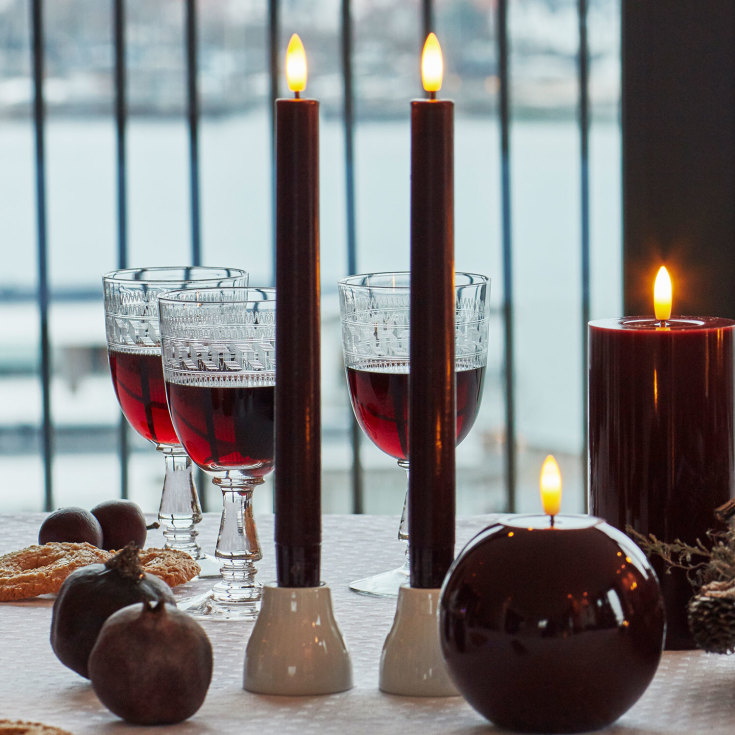 Sirius Sille LED kronelys, batteri, bordeaux, 2-pak