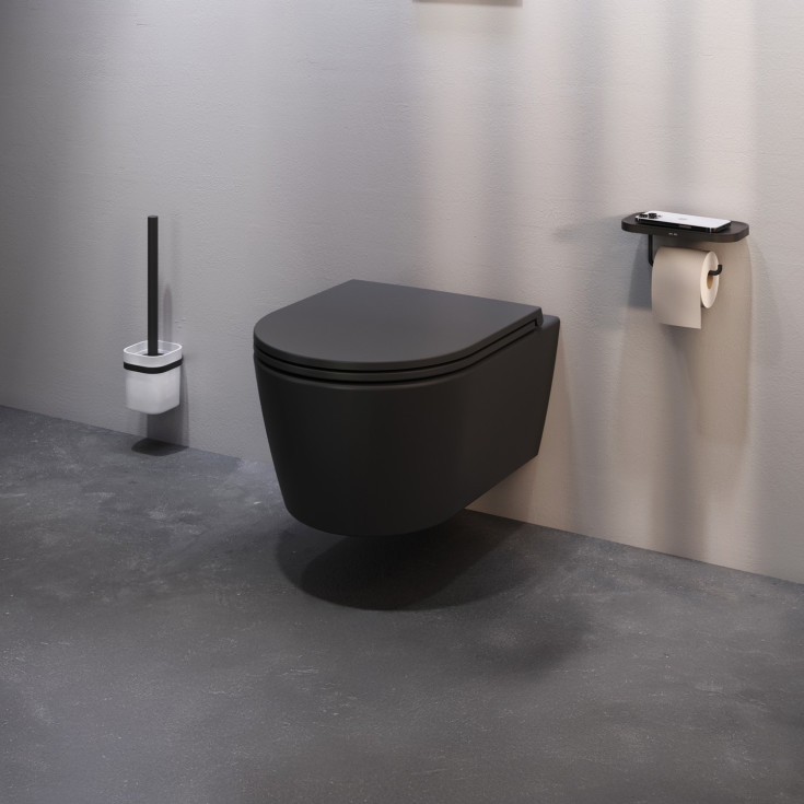 AM.PM Func vegghengt toalettpakke, uten skyllekant, matt sort