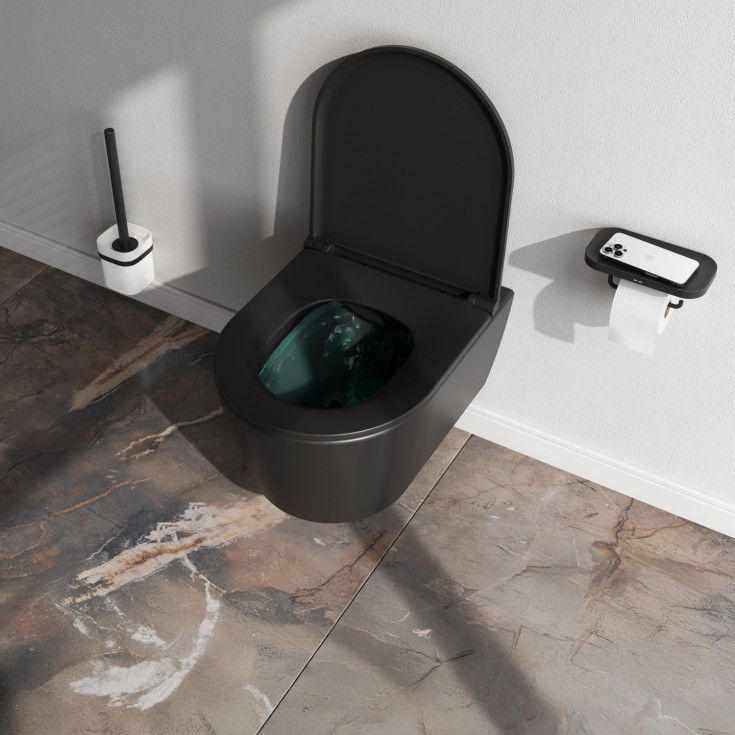 AM.PM Func vegghengt toalettpakke, uten skyllekant, matt sort