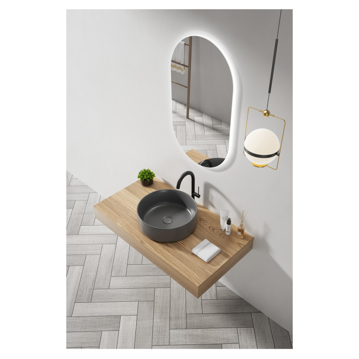 Bathlife Grund toppmontert servant, Ø40,5 cm, grå