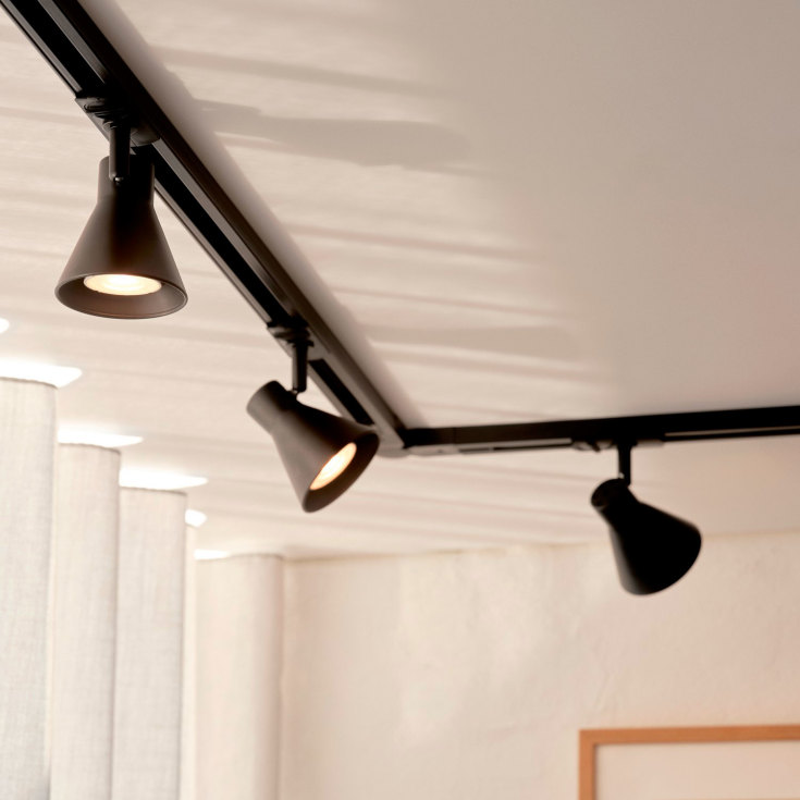 Nordlux Eik Link 3 skinnespots + strømskinne, 1 meter, sort