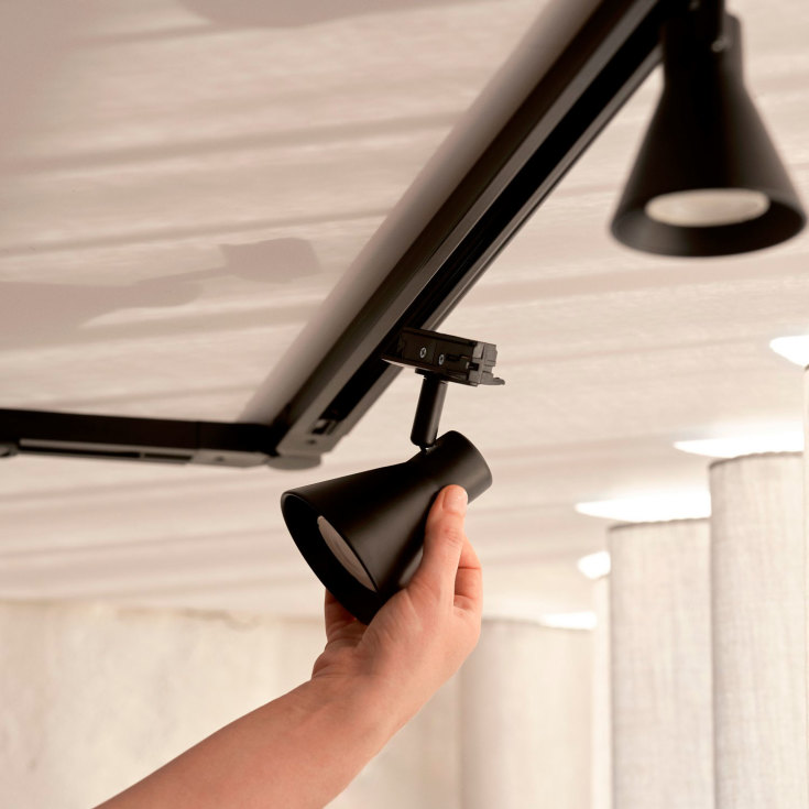 Nordlux Eik Link 3 skinnespots + strømskinne, 1 meter, sort