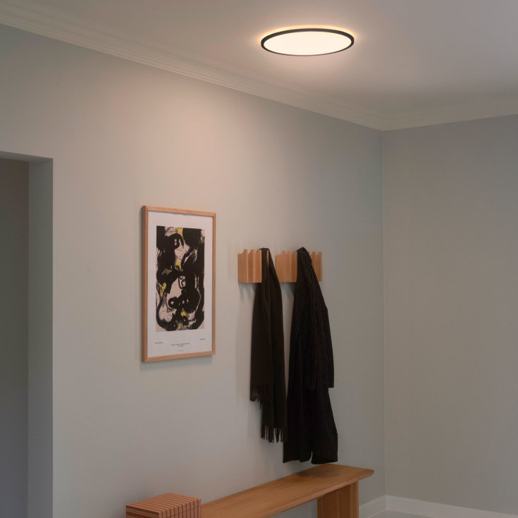 Nordlux Oja plafond, kelvinskift, sort, Ø42 cm