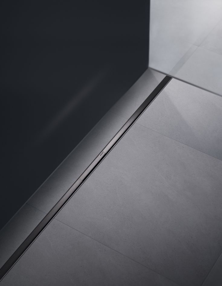 Geberit CleanLine50 afløbsarmatur, 300-1100 mm, fri placering, sort krom