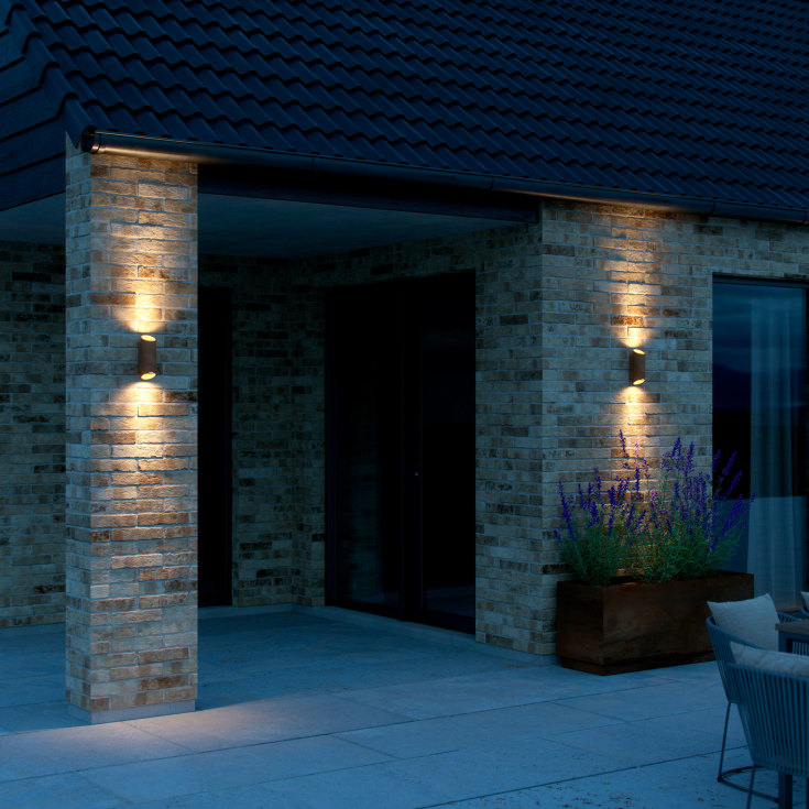 Nordlux Nico Round utelys vegg, rustfarget