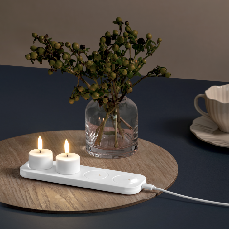 Uyuni LED telys, oppladdningsbar, hvit, 2-pk