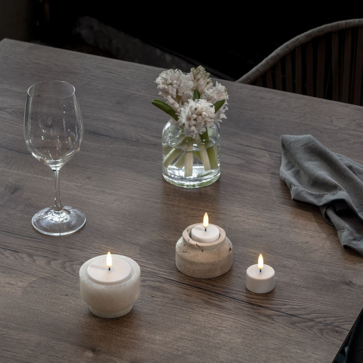 Uyuni LED telys, oppladdningsbar, hvit, 2-pk