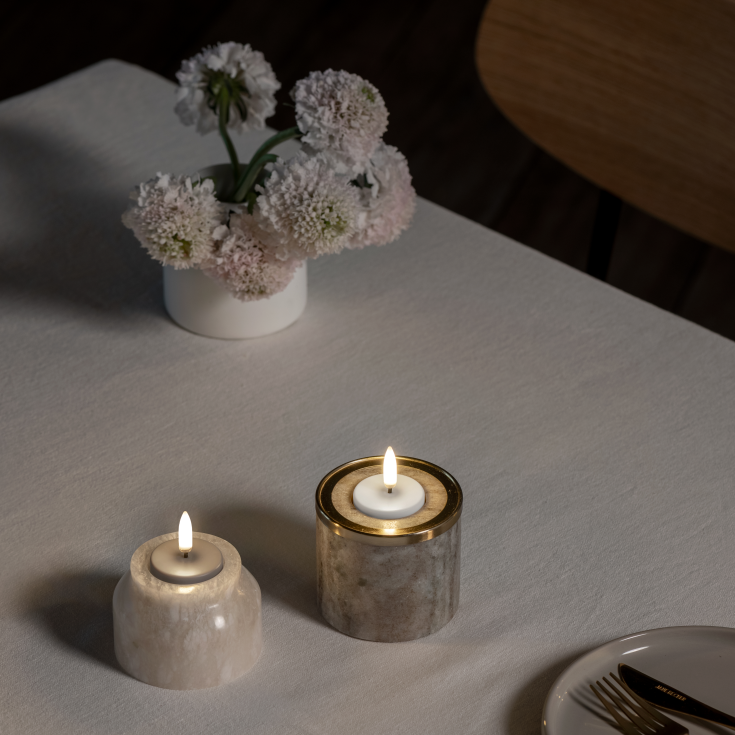 Uyuni LED telys, oppladdningsbar, hvit, 2-pk