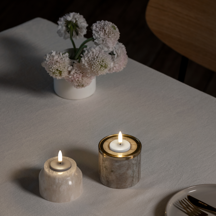 Uyuni LED telys, oppladdningsbar, beige, 2-pk