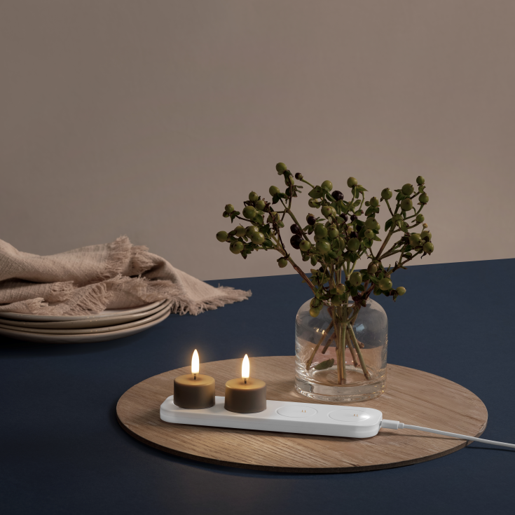 Uyuni LED telys, oppladdningsbar, beige, 2-pk