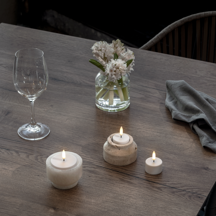 Uyuni LED telys, oppladdningsbar, hvit, 2-pk