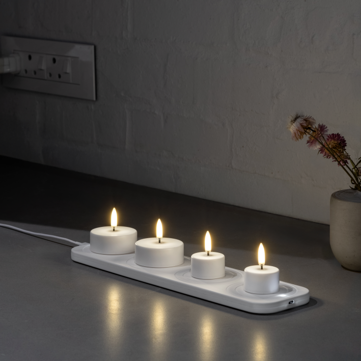 Uyuni LED telys, oppladdningsbar, hvit, 2-pk