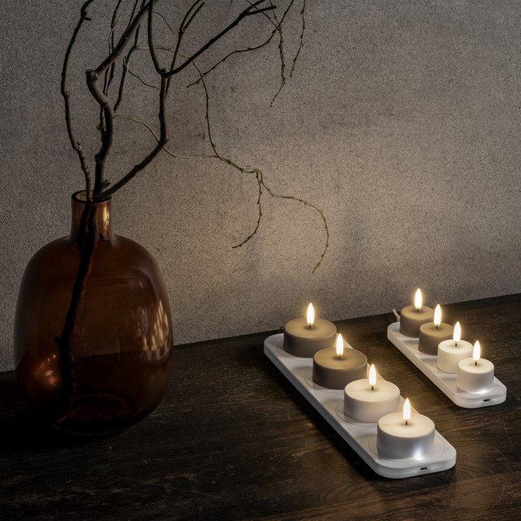 Uyuni LED telys, oppladdningsbar, hvit, 2-pk