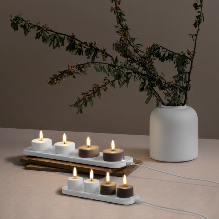 Uyuni LED telys, oppladdningsbar, beige, 2-pk