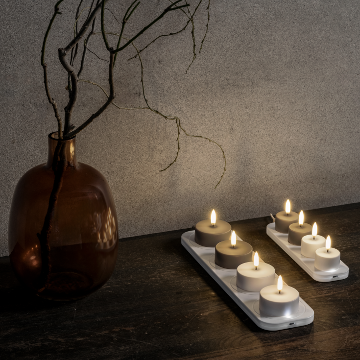 Uyuni LED telys, oppladdningsbar, beige, 2-pk