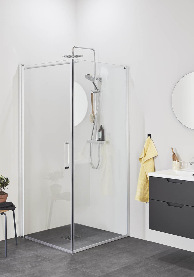 Noro Frost Concept dusjhjørne, 70x90 cm, klart glass, aluminium profil