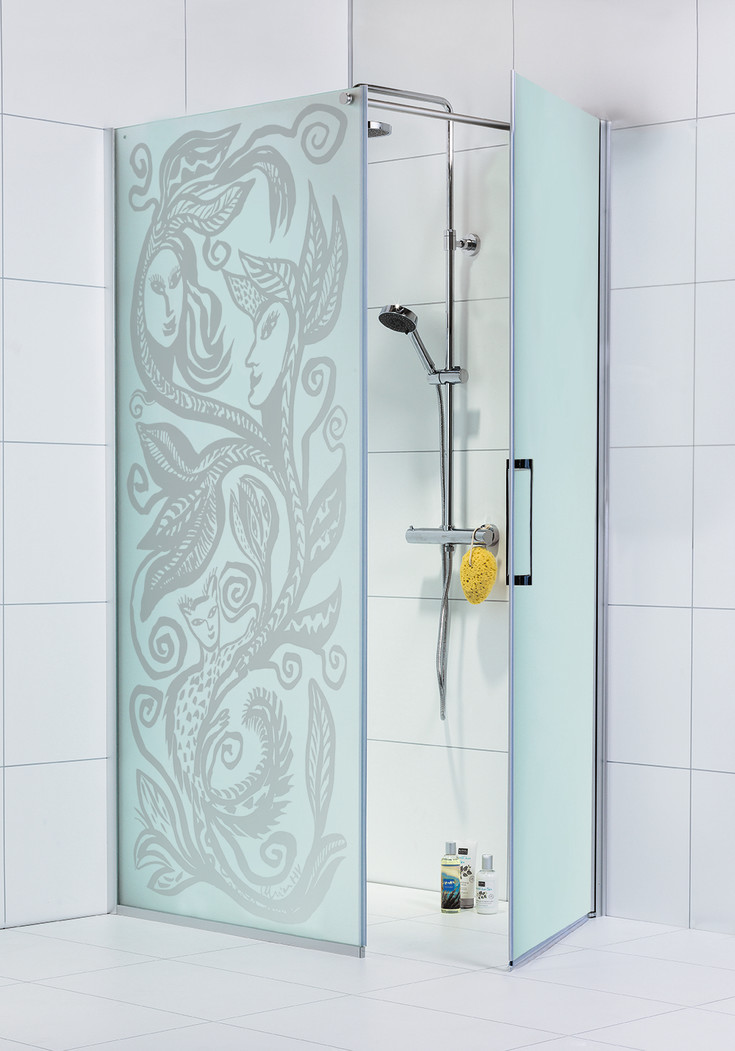 Noro Frost Concept dusjhjørne, 115x90 cm, mønstret glass, aluminium profil