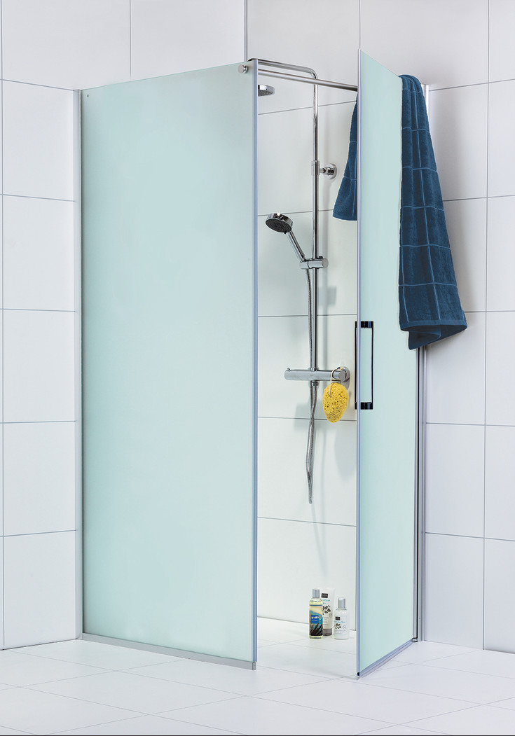 Noro Frost Concept dusjhjørne, 90x80 cm, frostet glass, aluminium profil