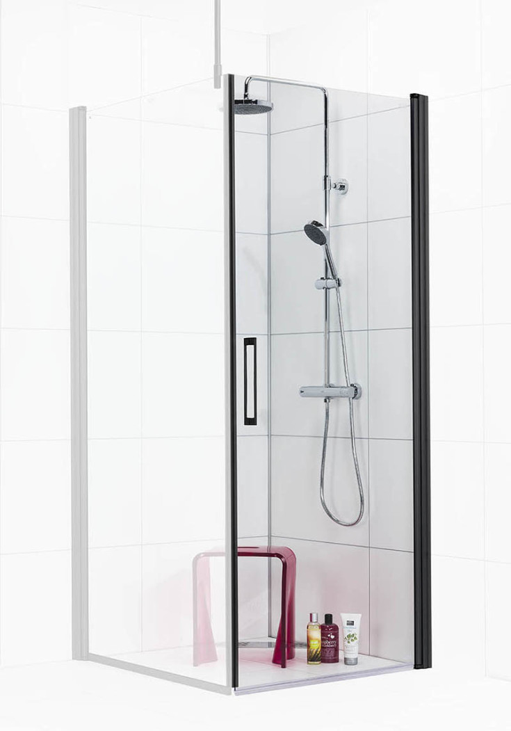 Noro Frost dusjdør, 80 cm, klart glass, aluminium profil
