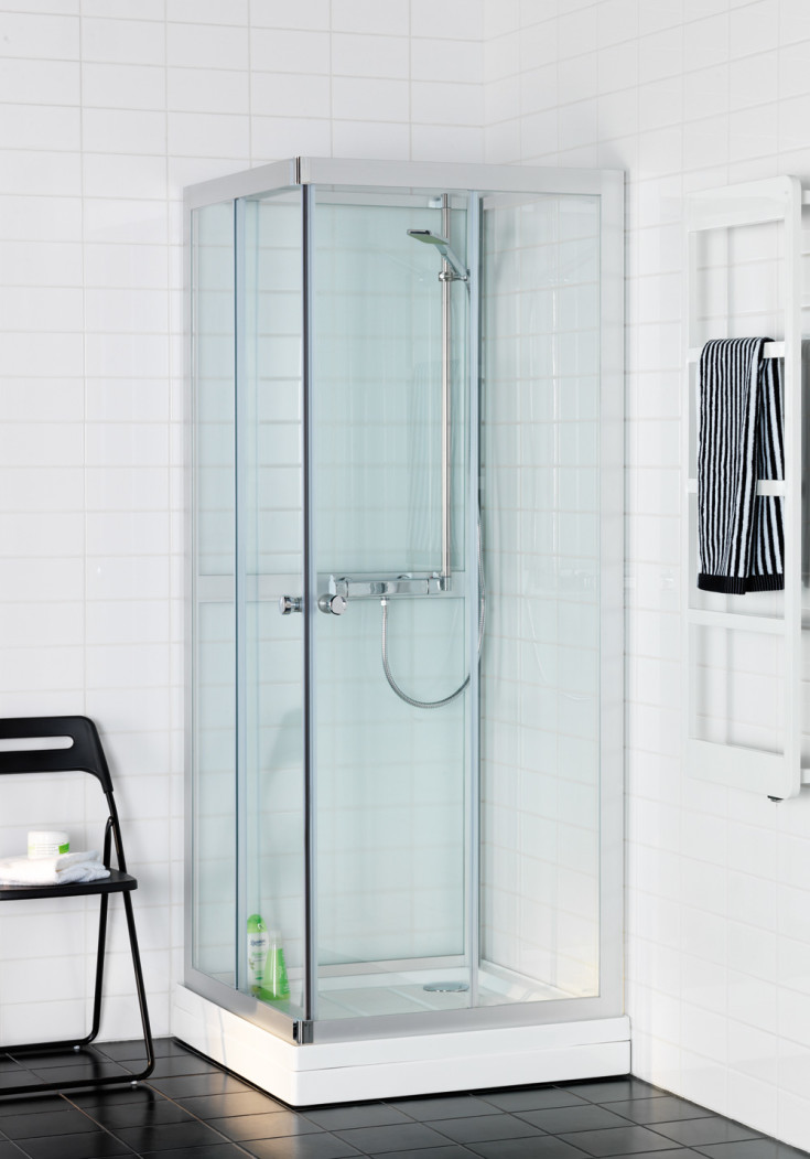 Hafa Polaris dusjkabinett, 90x90 cm, klart glass, aluminium profil