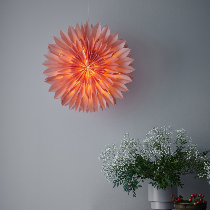 Markslöjd Solina julestjerne med lys, 58 cm, lyserød