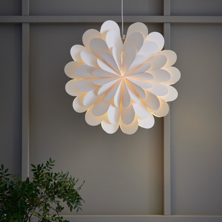 Markslöjd Maravilla julestjerne med lys, 45 cm, hvid