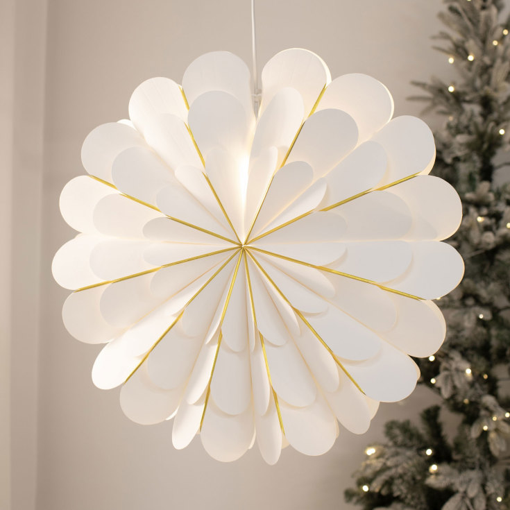 Markslöjd Marigold julestjerne med lys, 60 cm, hvid