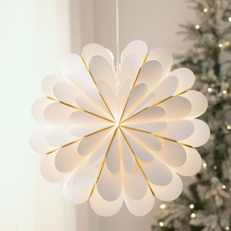 Markslöjd Marigold julestjerne med lys, 45 cm, hvid