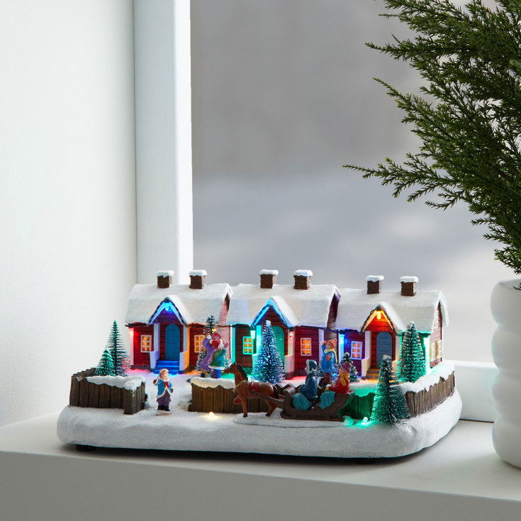 Markslöjd træhuse julelandskab