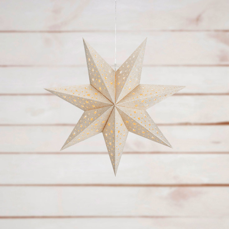 Markslöjd Blank julestjerne med lys, 45 cm, guld