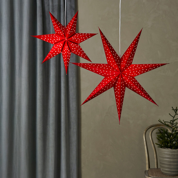 Markslöjd Blink adventsstjärna med ljus, 75 cm, röd