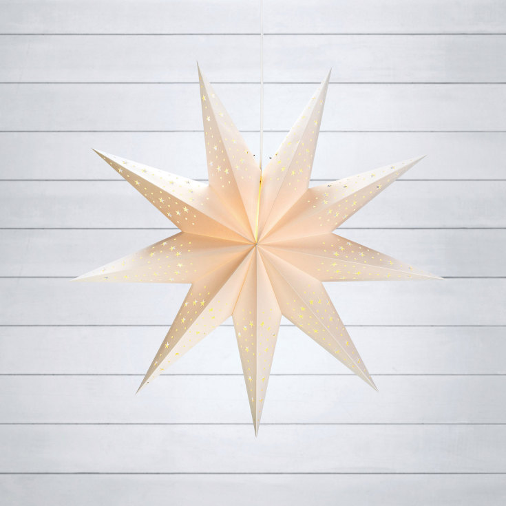 Markslöjd Solvalla julestjerne med lys, 75 cm, hvid