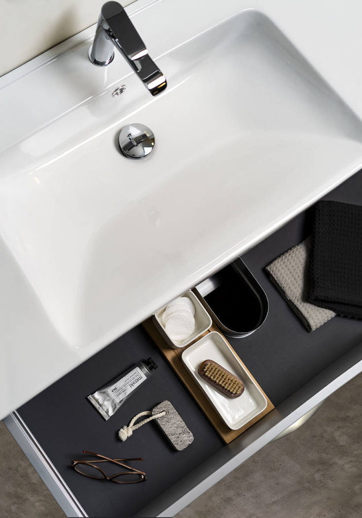 Noro Attract møbelservant, med overløp, 61x46,5 cm, Hvit