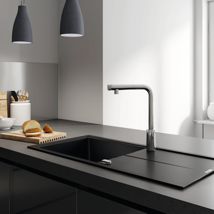 Grohe K400, kjøkkenvask, 100x50 cm, svart