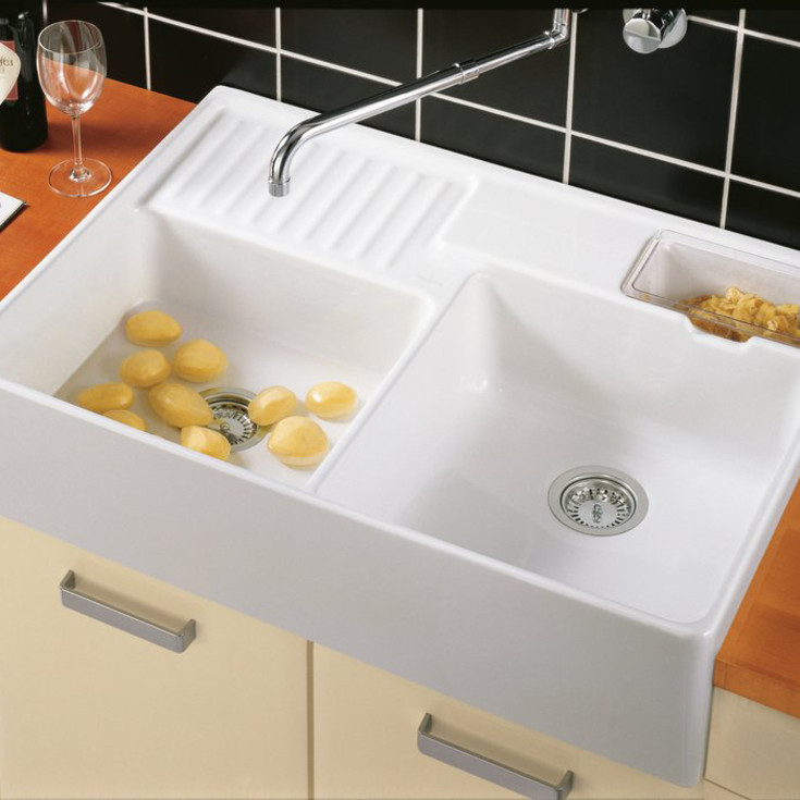 Villeroy & Boch Double Bowl kjøkkenvask, 89,5x63 cm, uten oppløft, med CeramicPlus, hvit