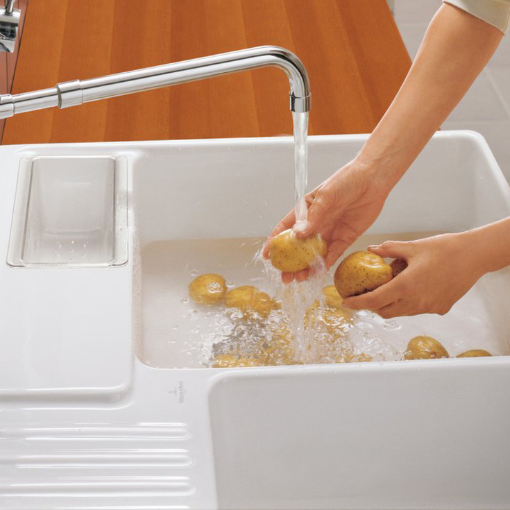 Villeroy & Boch Double Bowl kjøkkenvask, 89,5x63 cm, uten oppløft, med CeramicPlus, hvit