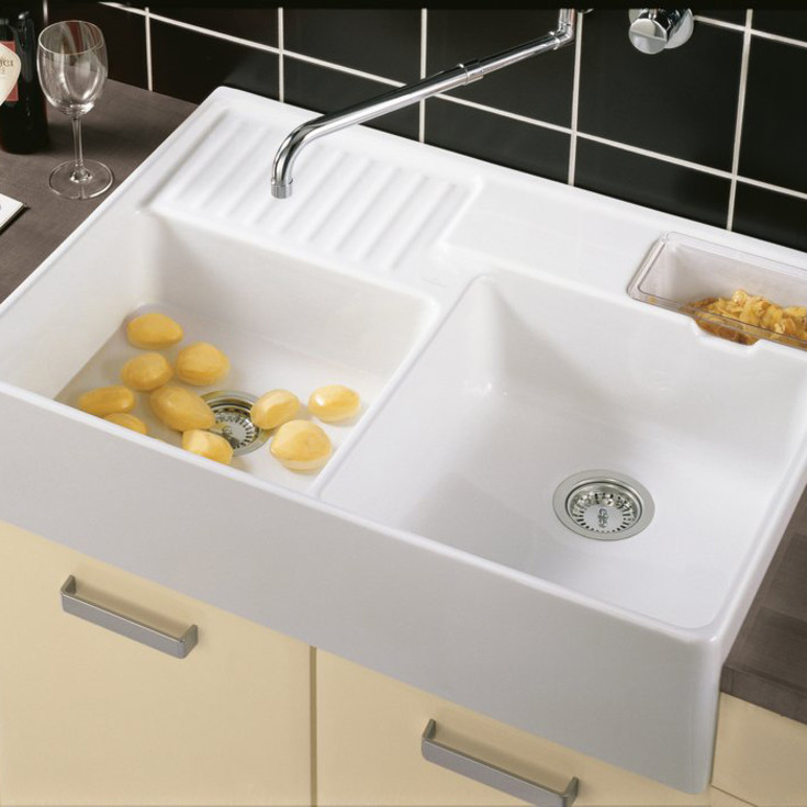 Villeroy & Boch Double Bowl kjøkkenvask, 89,5x63 cm, uten oppløft, med CeramicPlus, hvit