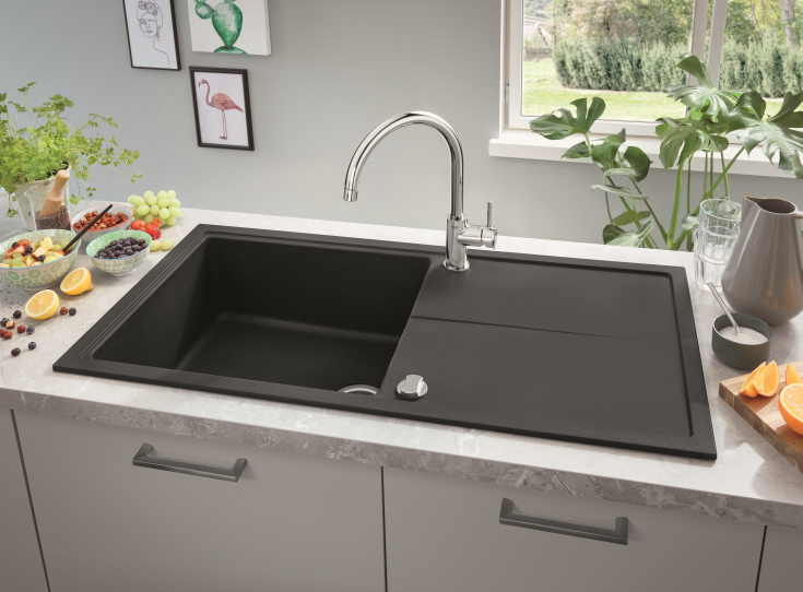 Grohe K400 diskbänk, 100x50 cm, svart
