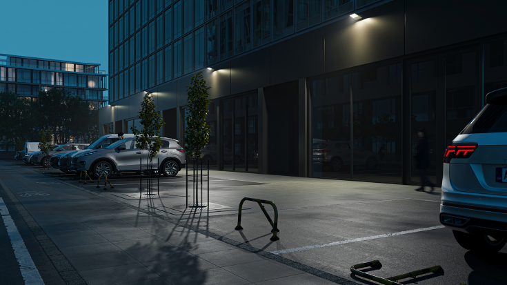 WOLF vegg 18/20/30W 3K/4K IP65 IK10 sort asym lysfordeling