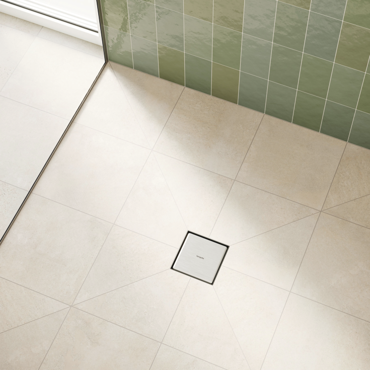 Hansgrohe Raindrain Point komplet gulvafløb 100 mm, børstet rustfrit stål