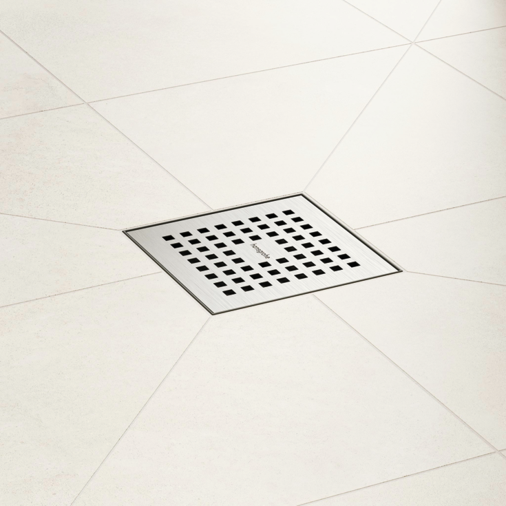 Hansgrohe Raindrain Point komplett sluk 100 mm, børstet rustfritt stål