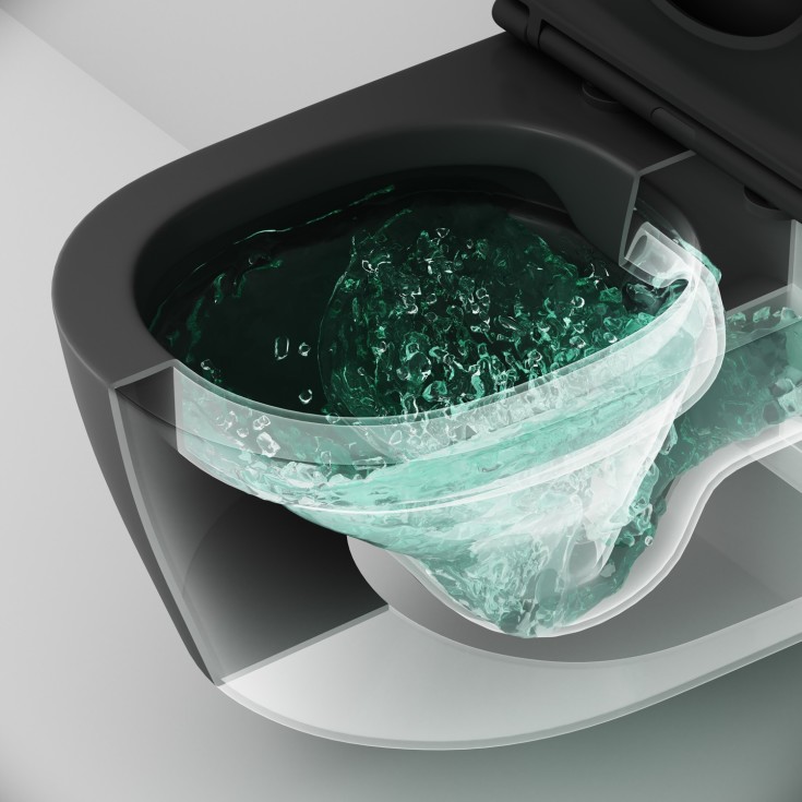 AM.PM X-Joy S FlashClean væghængt toilet, uden skyllekant, mat sort