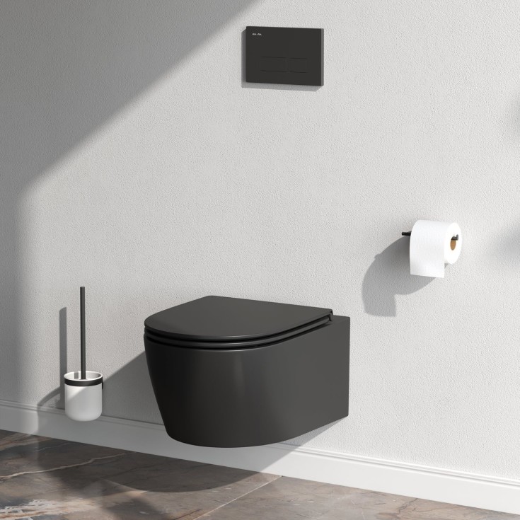 AM.PM X-Joy S FlashClean væghængt toilet, uden skyllekant, mat sort