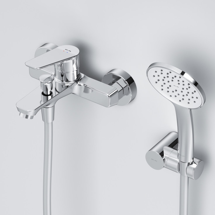 AM.PM Hit badekararmatur med dusjsett, krom