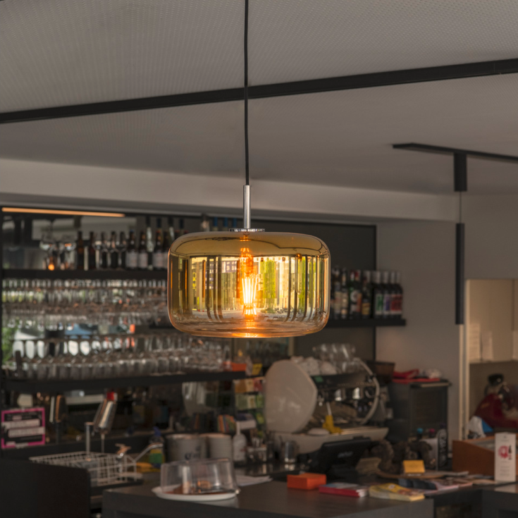 SLV Pantilo pendellampa, guld/krom, Ø28 cm